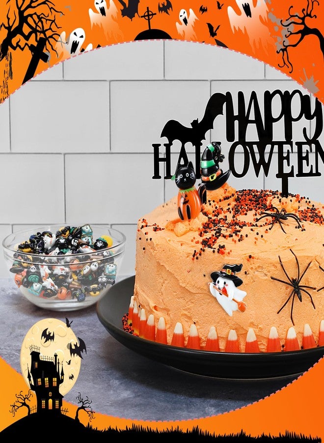 Liliful 60 Pcs Mini Halloween Miniatures Garden Figurines Resin Pumpkin Ghost Ornaments Mini Halloween Figures for DIY Garden Accessories Adornments Embellishment Decorations Party Supplies (Gothic) - Image 4